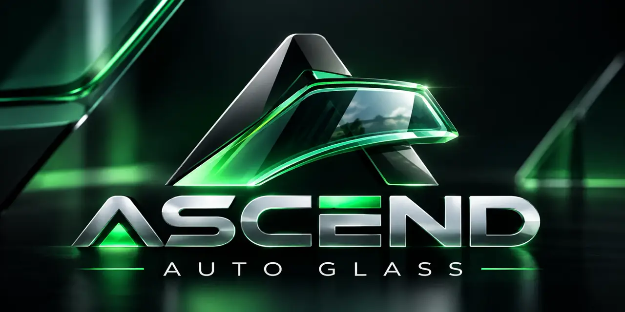 Ascend Auto Glass logo: a chrome A with an emerald windshield pane, above the words Ascend Auto Glass